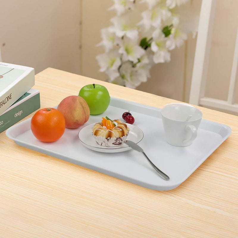 Gloreen Rectangular Fast Food Tray, Cafe Standard Cafeteria Serving Trays, 17.2"X13.5", Set of 4(White) - Image 4
